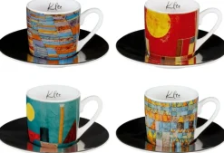4 Espressotassen mit Künstlermotiven im Set nach Klee