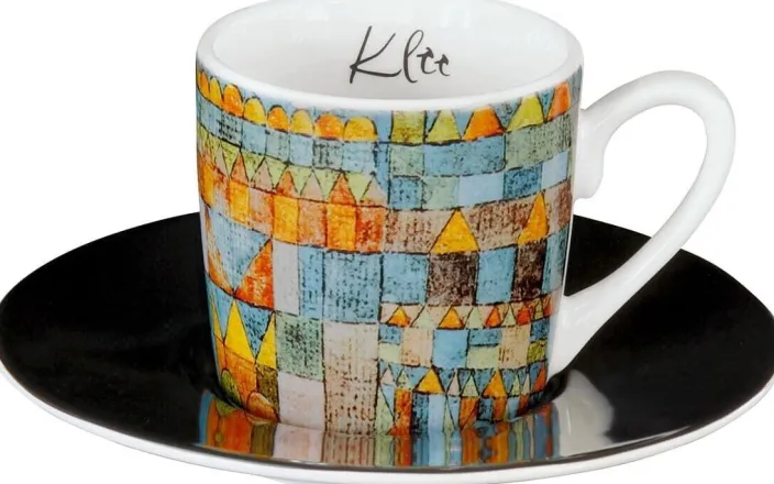 4 Espressotassen mit Künstlermotiven im Set nach Klee