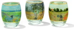 3 Teelichtgläser mit Künstlermotiven im Set nach Claude Monet