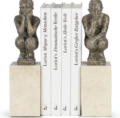 Angeles Anglada: Skulpturenpaar / Buchstützen »Boy and Girl«, Kunstguss Steinoptik