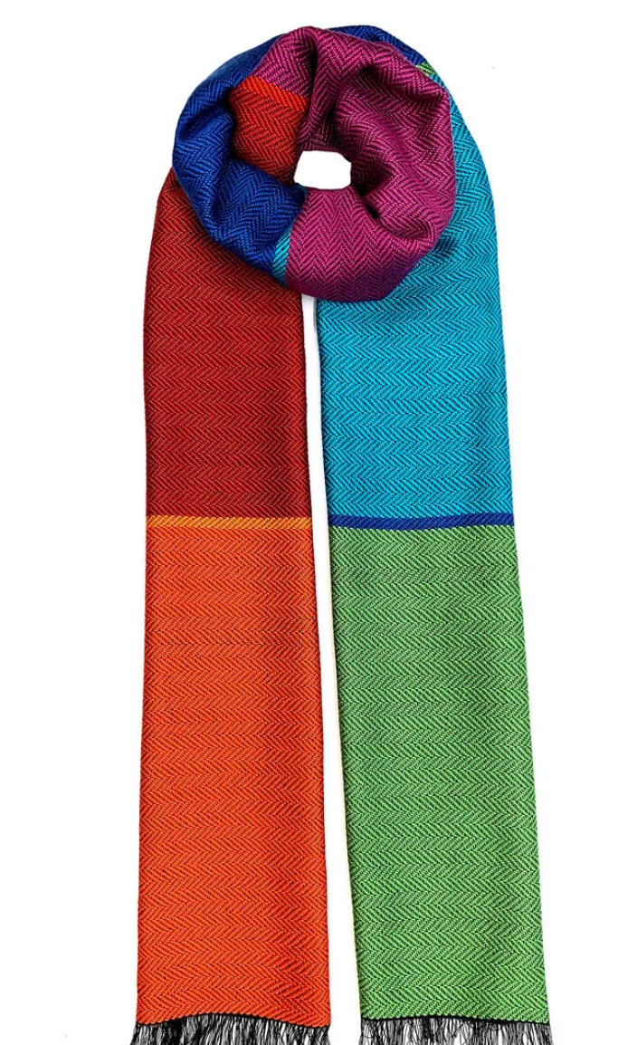 Bunter Seidenschal Fischgrat