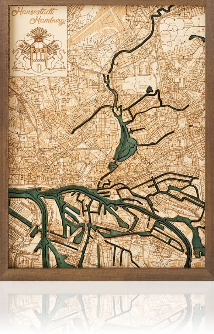 3-D Holzkarte »Hamburg«