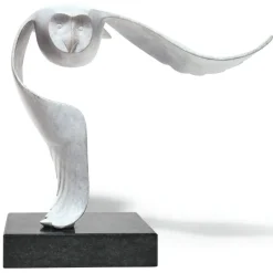 Evert den Hartog: Skulptur »Sneeuwuil - Schneeeule«, Bronze grau
