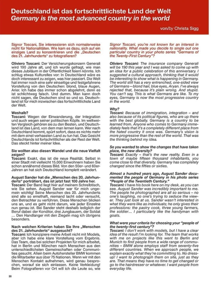 Fotobuch Oliviero Toscani: »Die Deutschen des 21. Jahrhunderts«