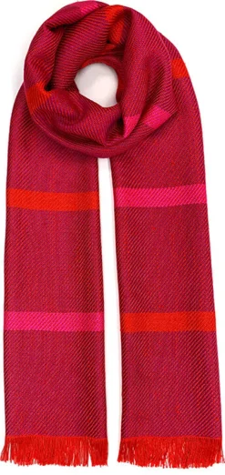 Gewebter Seidenschal in Fuchsia und Rot