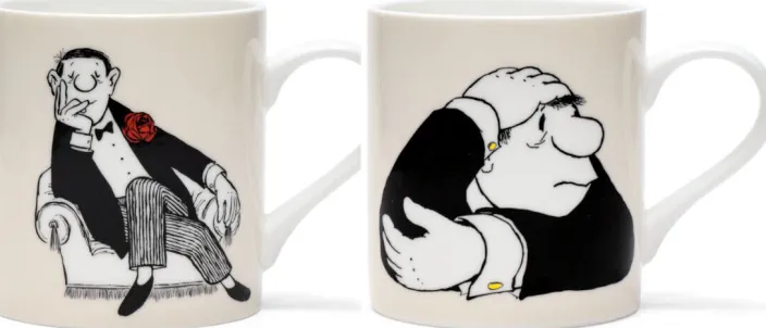 Loriot: 2 Becher mit Künstlermotiven »Der Denker« & »Herr im Sessel« im Set