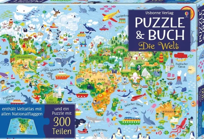 Puzzle & Buch: Die Welt