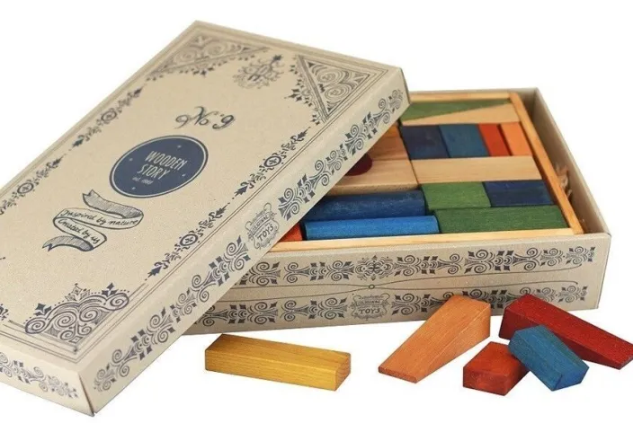 Regenbogen Holzbausteine - 63 Stück