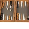 Reise-Backgammon, Graubeiges Straußenleder-Optik