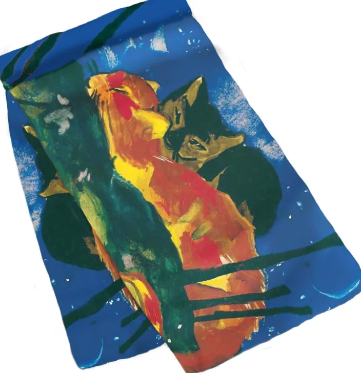 Seidenschal »Zwei Katzen«, nach Franz Marc