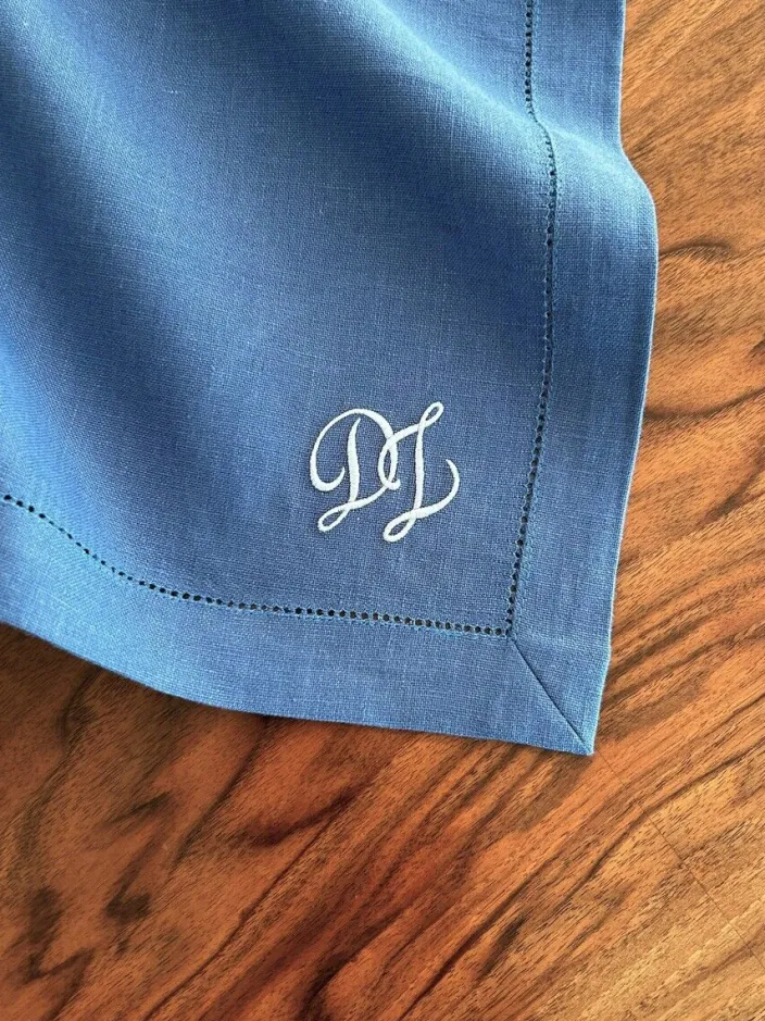 Serviette Leinen »Monogramm«, Blau