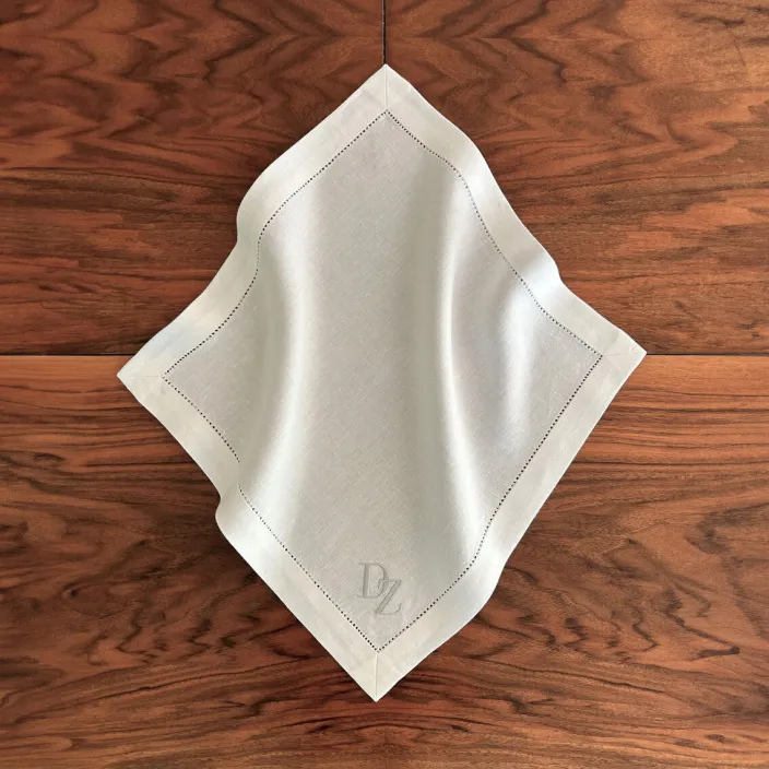 Serviette Leinen »Monogramm«, Weiß