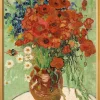 Vincent van Gogh: Bild »Stillleben, Vase mit Gänseblümchen und Mohn« (1890), gerahmt