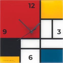 Wanduhr nach Mondrian »Komposition in Rot, Blau, Gelb und Schwarz«
